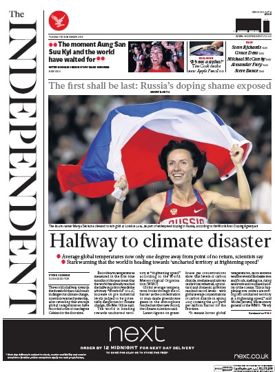 The Independent Newspaper Front Page (UK) for 10 November 2015