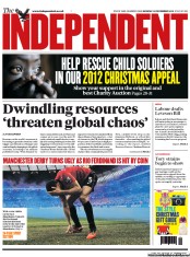 The Independent (UK) Newspaper Front Page for 10 December 2012