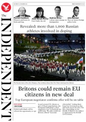 The Independent (UK) Newspaper Front Page for 10 December 2016