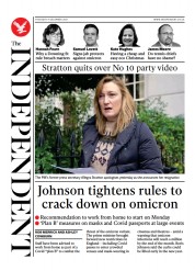 The Independent (UK) Newspaper Front Page for 10 December 2021