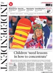 The Independent (UK) Newspaper Front Page for 10 February 2014