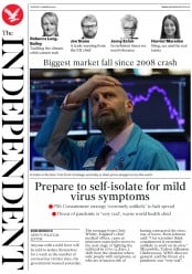 The Independent (UK) Newspaper Front Page for 10 March 2020