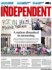 The Independent Newspaper Front Page (UK) for 10 April 2013
