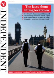The Independent (UK) Newspaper Front Page for 10 April 2020