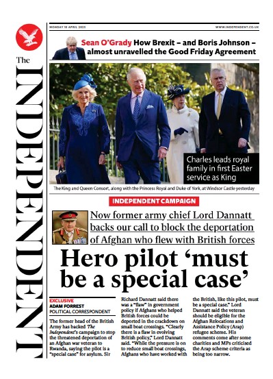 The Independent Newspaper Front Page (UK) for 10 April 2023