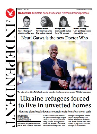 The Independent Newspaper Front Page (UK) for 10 May 2022