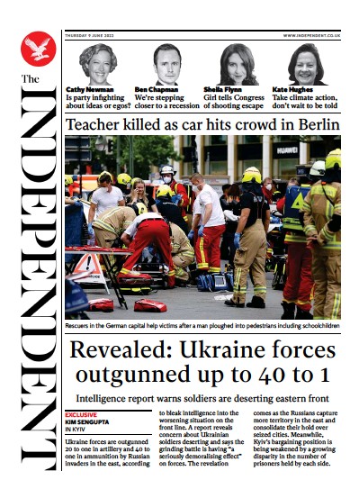 The Independent Newspaper Front Page (UK) for 10 June 2022