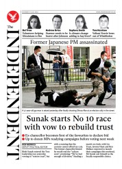 The Independent (UK) Newspaper Front Page for 10 July 2022