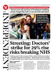 The Independent front page for 10 July 2025
