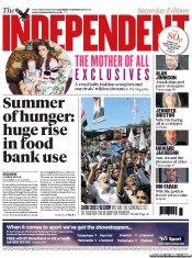 The Independent (UK) Newspaper Front Page for 10 August 2013