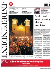 The Independent (UK) Newspaper Front Page for 10 August 2015