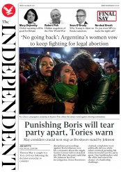 The Independent (UK) Newspaper Front Page for 10 August 2018