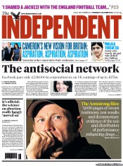 The Independent Newspaper Front Page (UK) for 11 October 2012