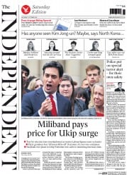 The Independent Newspaper Front Page (UK) for 11 October 2014