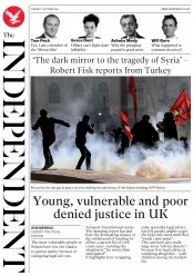 The Independent (UK) Newspaper Front Page for 11 October 2016
