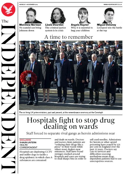 The Independent Newspaper Front Page (UK) for 11 November 2019