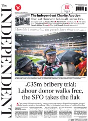 The Independent Newspaper Front Page (UK) for 11 December 2013