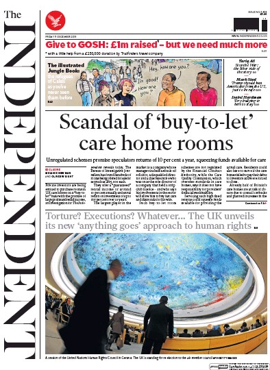 The Independent Newspaper Front Page (UK) for 11 December 2015