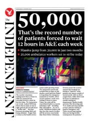 The Independent (UK) Newspaper Front Page for 11 January 2023