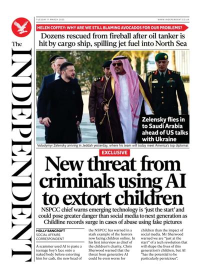 The Independent Newspaper Front Page (UK) for 11 March 2025