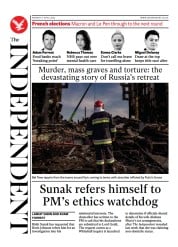 The Independent (UK) Newspaper Front Page for 11 April 2022