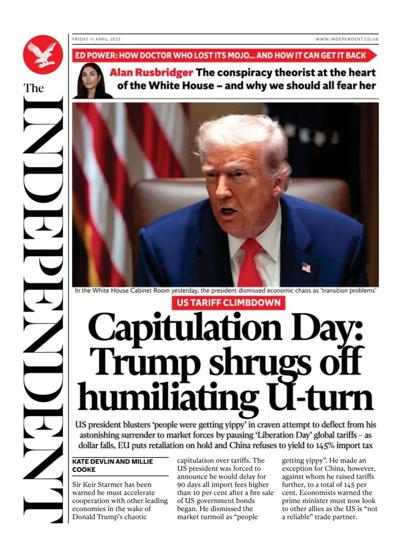 The Independent Newspaper Front Page (UK) for 11 April 2025