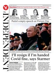 The Independent (UK) Newspaper Front Page for 11 May 2022