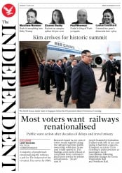 The Independent (UK) Newspaper Front Page for 11 June 2018