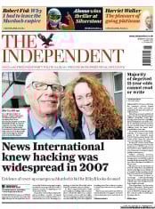 The Independent (UK) Newspaper Front Page for 11 July 2011