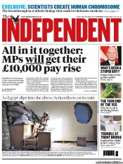 The Independent Newspaper Front Page (UK) for 11 July 2013