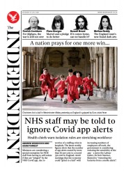 The Independent (UK) Newspaper Front Page for 11 July 2021