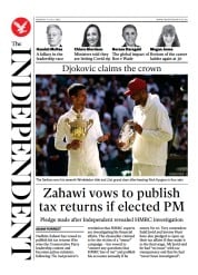 The Independent (UK) Newspaper Front Page for 11 July 2022