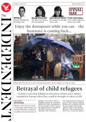 The Independent (UK) Newspaper Front Page for 11 August 2018