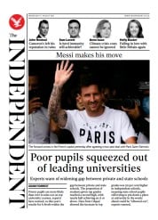 The Independent (UK) Newspaper Front Page for 11 August 2021