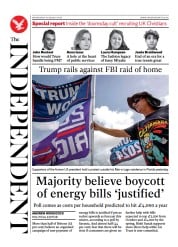The Independent front page for 11 August 2022
