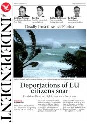 The Independent (UK) Newspaper Front Page for 11 September 2017