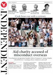 The Independent (UK) Newspaper Front Page for 11 September 2018