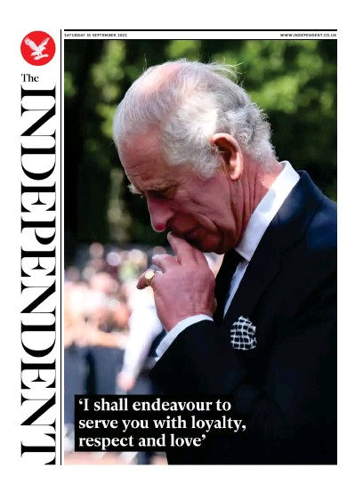 The Independent Newspaper Front Page (UK) for 11 September 2022