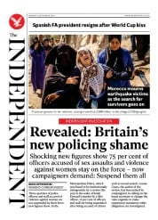 The Independent front page for 11 September 2023
