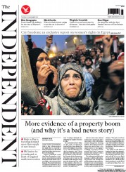The Independent (UK) Newspaper Front Page for 12 November 2013