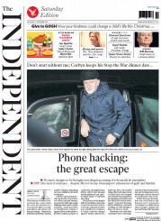 The Independent (UK) Newspaper Front Page for 12 December 2015