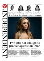 The Independent (UK) Newspaper Front Page for 12 December 2021