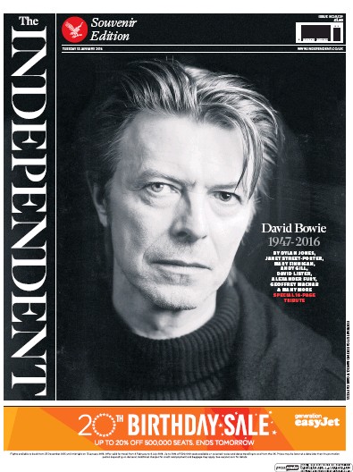 The Independent Newspaper Front Page (UK) for 12 January 2016