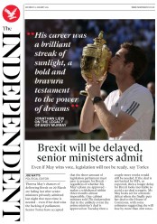 The Independent (UK) Newspaper Front Page for 12 January 2019