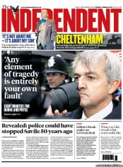 The Independent (UK) Newspaper Front Page for 12 March 2013