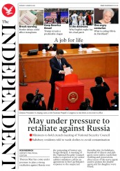 The Independent (UK) Newspaper Front Page for 12 March 2018