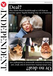 The Independent (UK) Newspaper Front Page for 12 March 2019