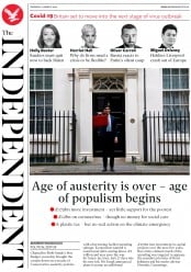 The Independent (UK) Newspaper Front Page for 12 March 2020