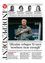 The Independent (UK) Newspaper Front Page for 12 March 2022