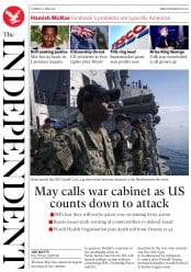 The Independent (UK) Newspaper Front Page for 12 April 2018